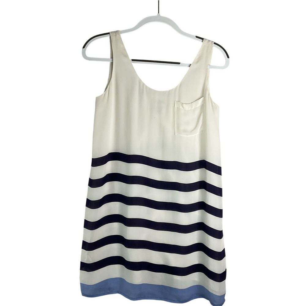 Joie Silk Blue Striped Lined Tunic Tank Flowy Top Shell Coastal Nautical‎ XS